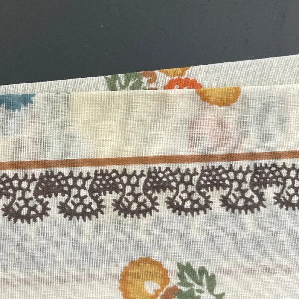 VTG Brown Yellow Blue Floral VTG Napkins Mid Century Colors Upcycle Craft